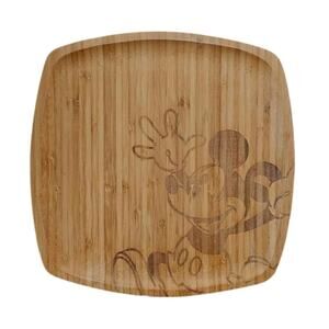 Disney Parks Mickey Mouse Bamboo Serving Tray Platter Plate Approx 12"